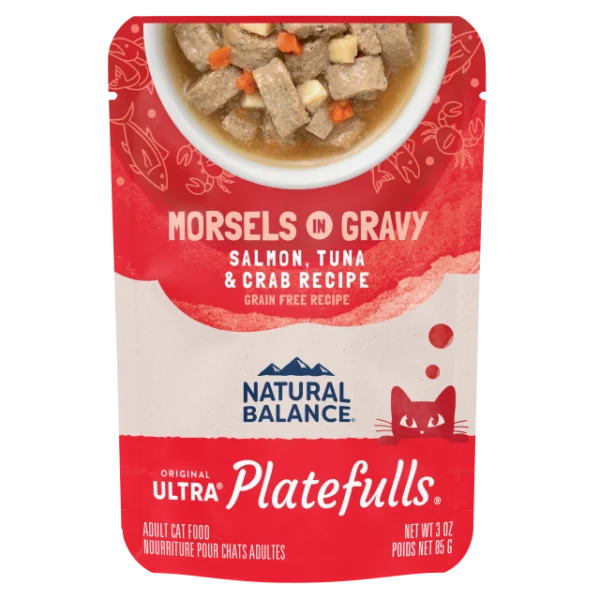 Natural Balance Platefulls Salmon, Tuna & Crab Formula in Gravy Wet Cat Food, 85 g
