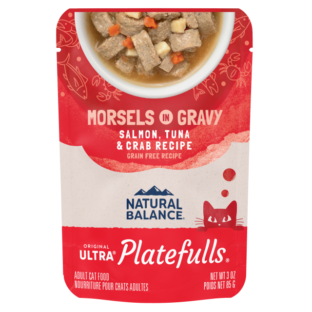 Natural Balance Platefulls Salmon, Tuna & Crab Formula in Gravy Wet Cat Food, 85 g