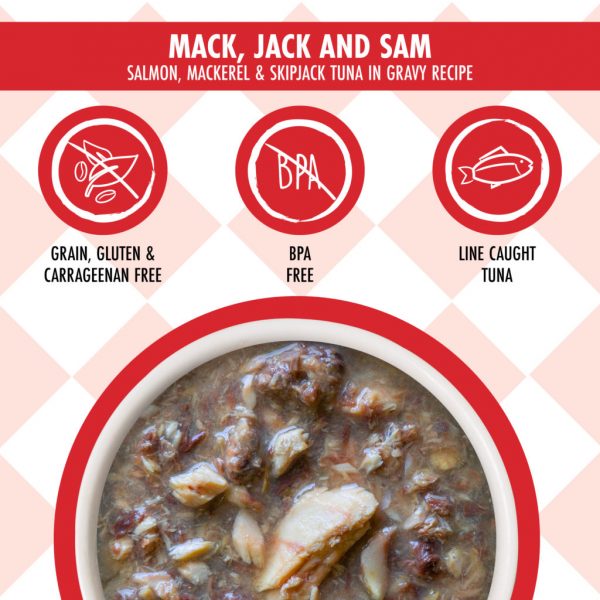 Weruva Cats in the Kitchen Mack, Jack & Sam, Salmon, Mackerel & Skipjack Tuna in Gravy Wet Cat Food, 85 g - Image 3