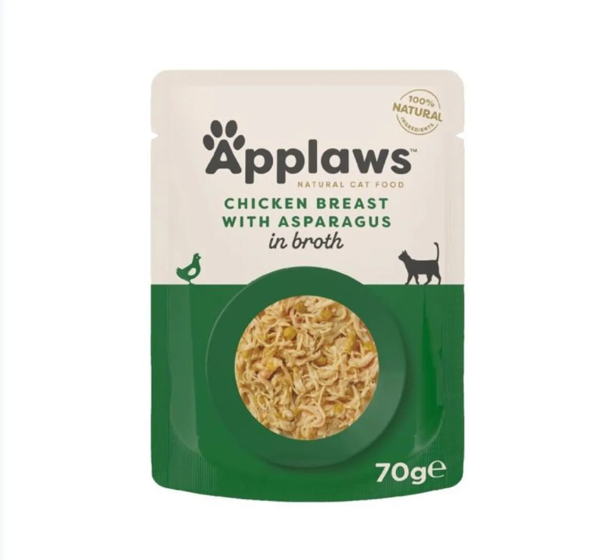 Applaws Chicken with Asparagus in Broth Wet Cat Food, 70 g