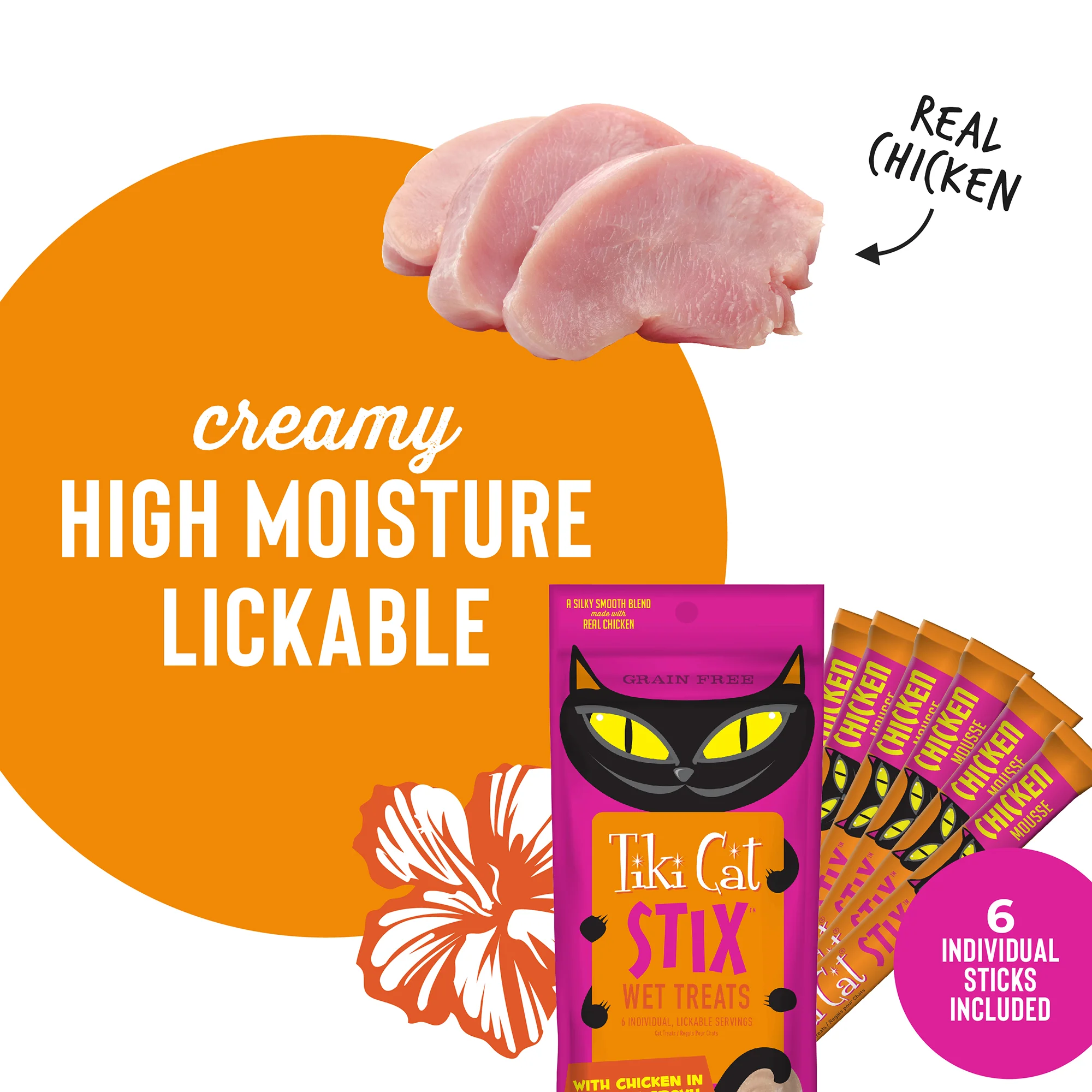 Tiki Cat Stix! Chicken Mousse Cat Treat, 6 Pieces - Image 3