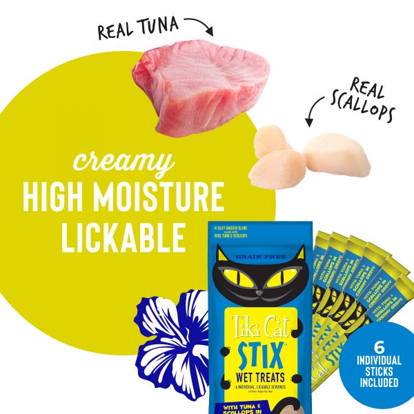 Tiki Cat Stix! Tuna & Scallops Mousse Cat Treat, 6 Pieces - Image 2