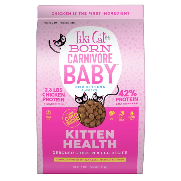 TikiCat Born Carnivore Deboned Chicken & Egg BAKED Dry Kitten Food, 1.27kg