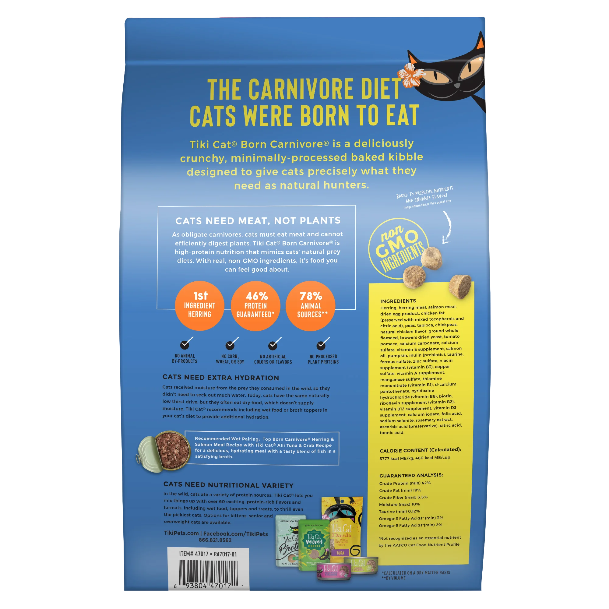 TikiCat Born Carnivore Herring & Salmon BAKED Dry Cat and Kitten Food - Image 4