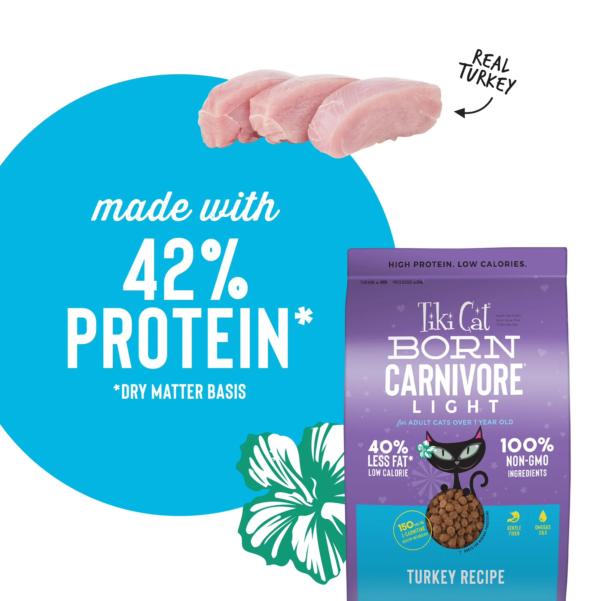 TikiCat Born Carnivore LIGHT! Turkey BAKED Dry Cat Food, 1.27 kg - Image 3