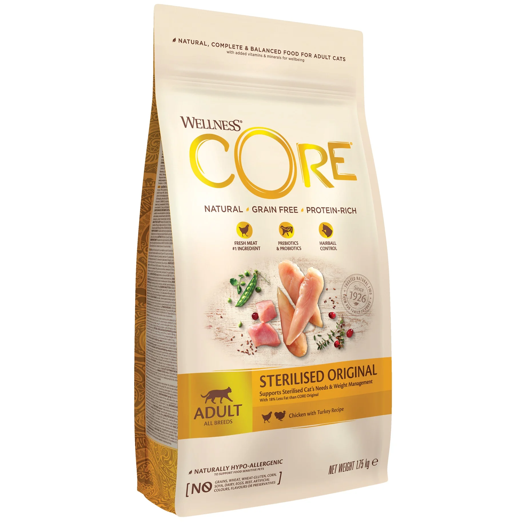 Wellness CORE Sterilised Original Chicken with Turkey Dry Cat Food, 1.75 KG