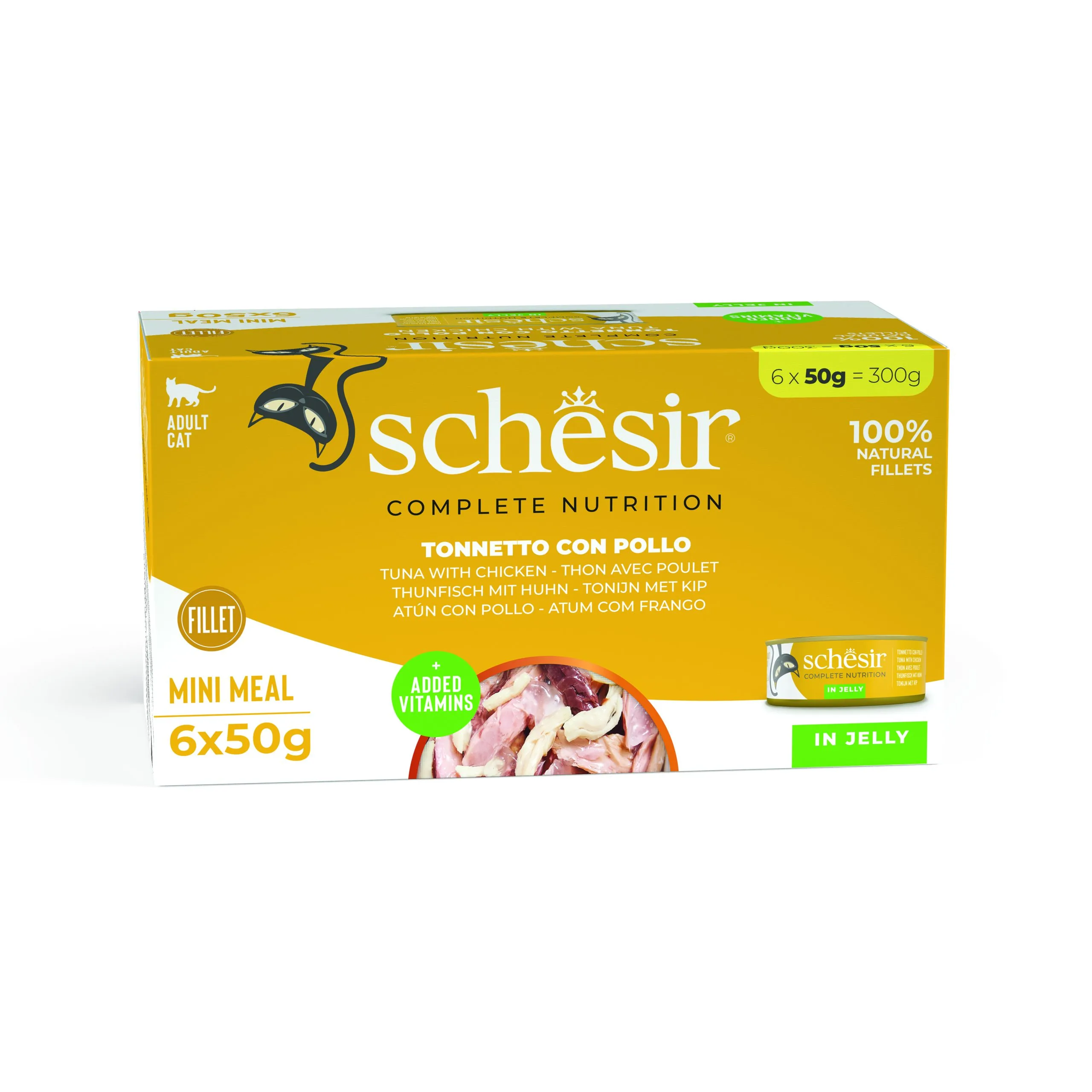 Schesir Mini Meals Complete Nutrition Tuna with Chicken Wet Cat Food, 50g (Pack of 6)