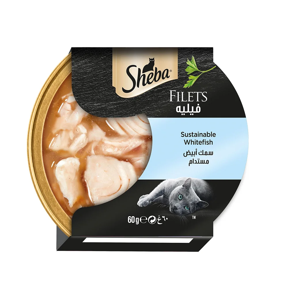 Sheba Filets Sustainable White Fish Wet Cat Food, 60g