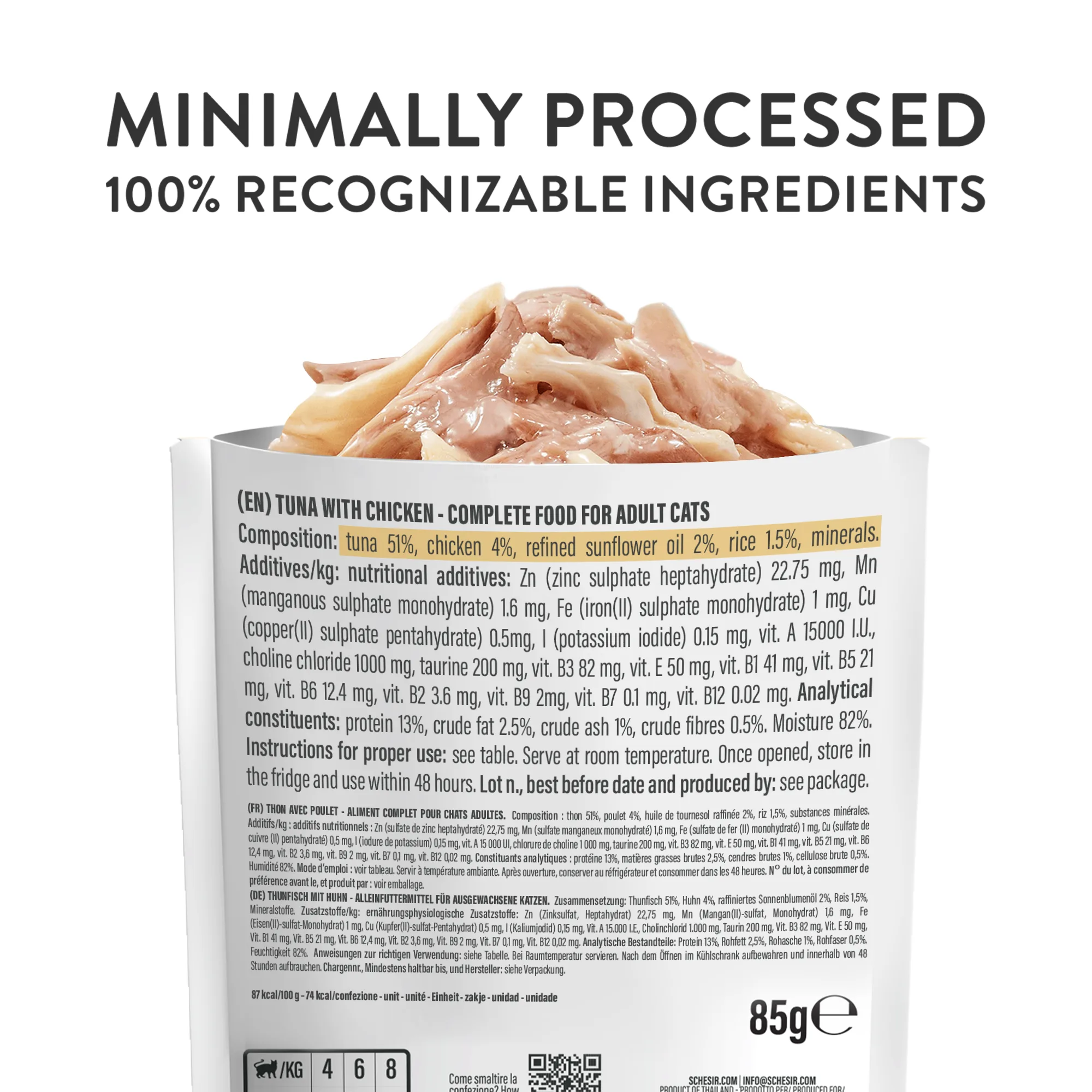 Schesir Complete Nutrition Tuna and Chicken Wet Cat Food, Pouch 85g - Image 4