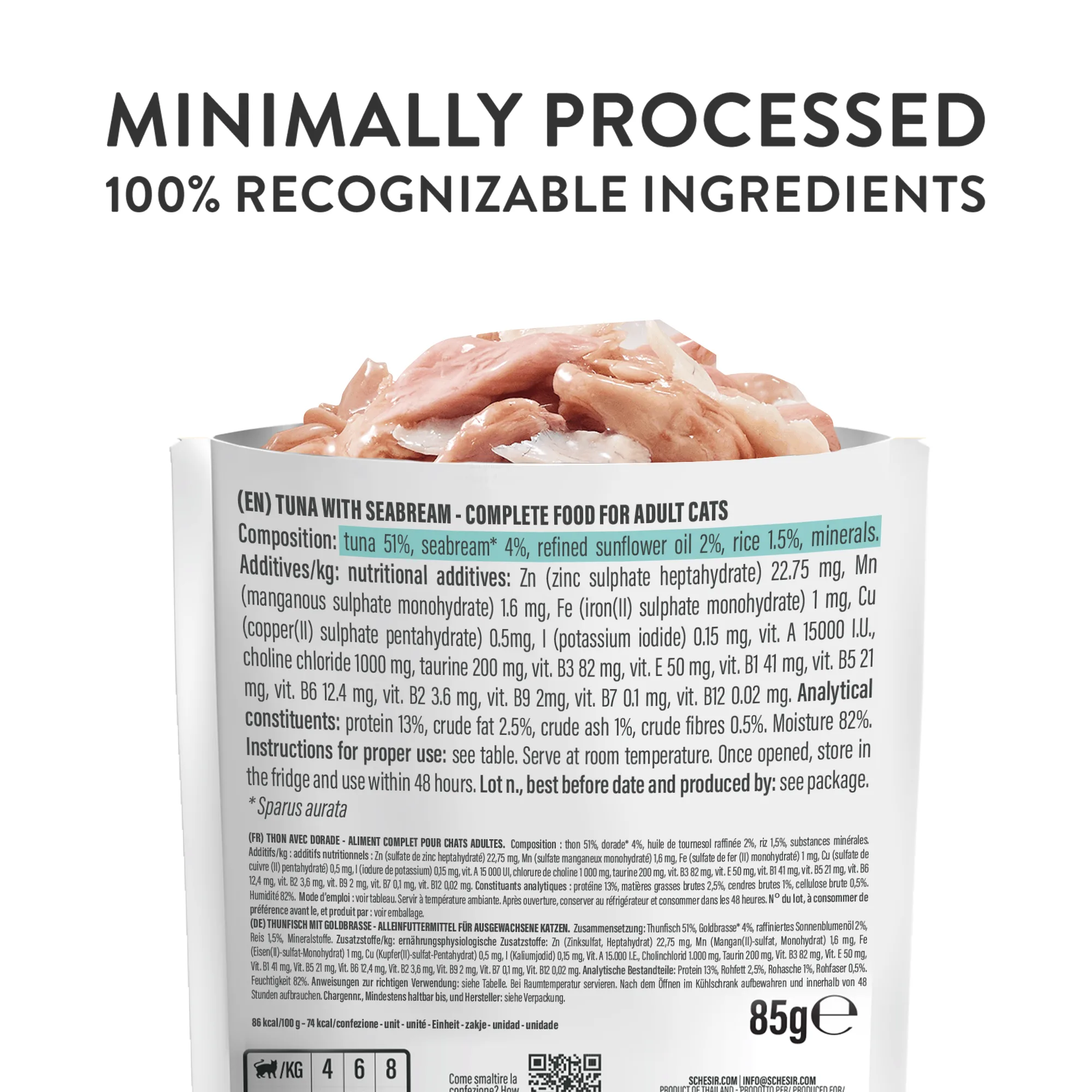 Schesir Complete Nutrition Tuna with Seabream Pouch in Jelly Wet Cat Food, 85g - Image 3
