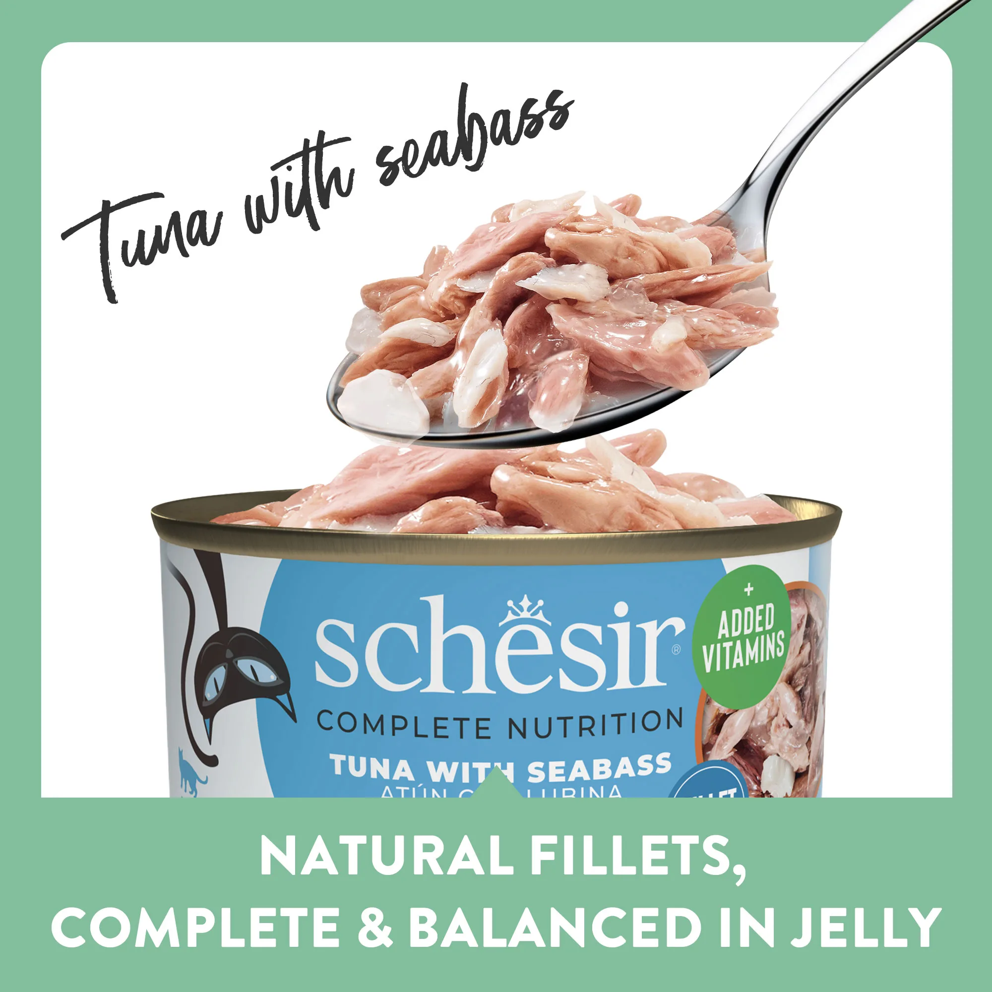Schesir Mini Meals Complete Nutrition Tuna with Seabass in Jelly, Wet Cat Food, 50g (Pack of 6) - Image 2