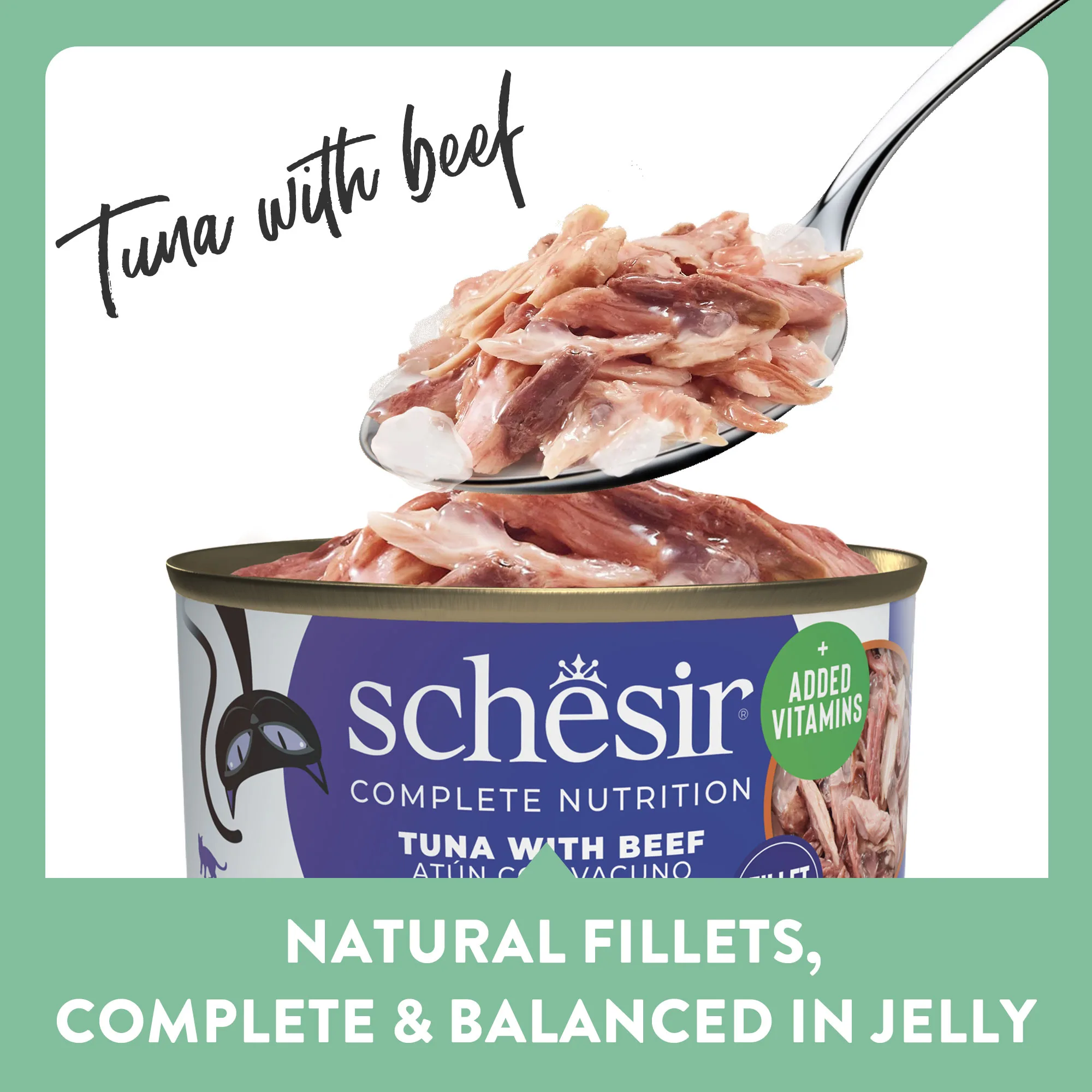 Schesir Mini Meals Complete Nutrition Tuna with Beef Wet Cat Food, 50g (Pack of 6) - Image 2