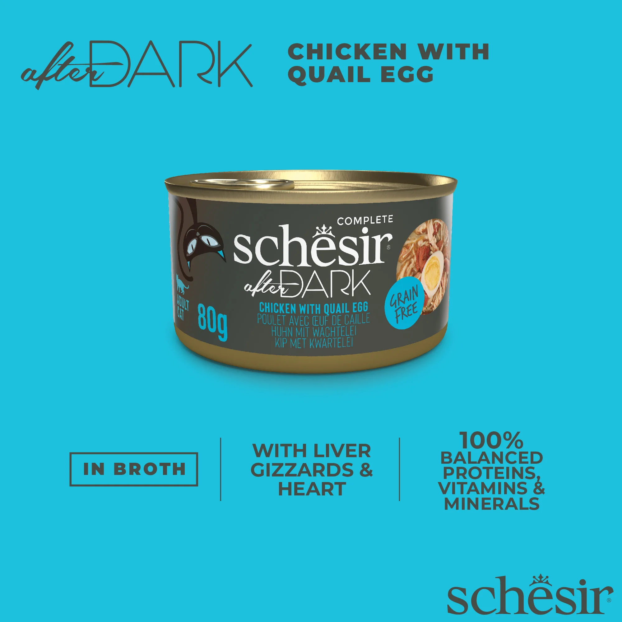 Schesir After Dark Chicken & Quail Egg in Broth Wet Cat Food, 80g - Image 4