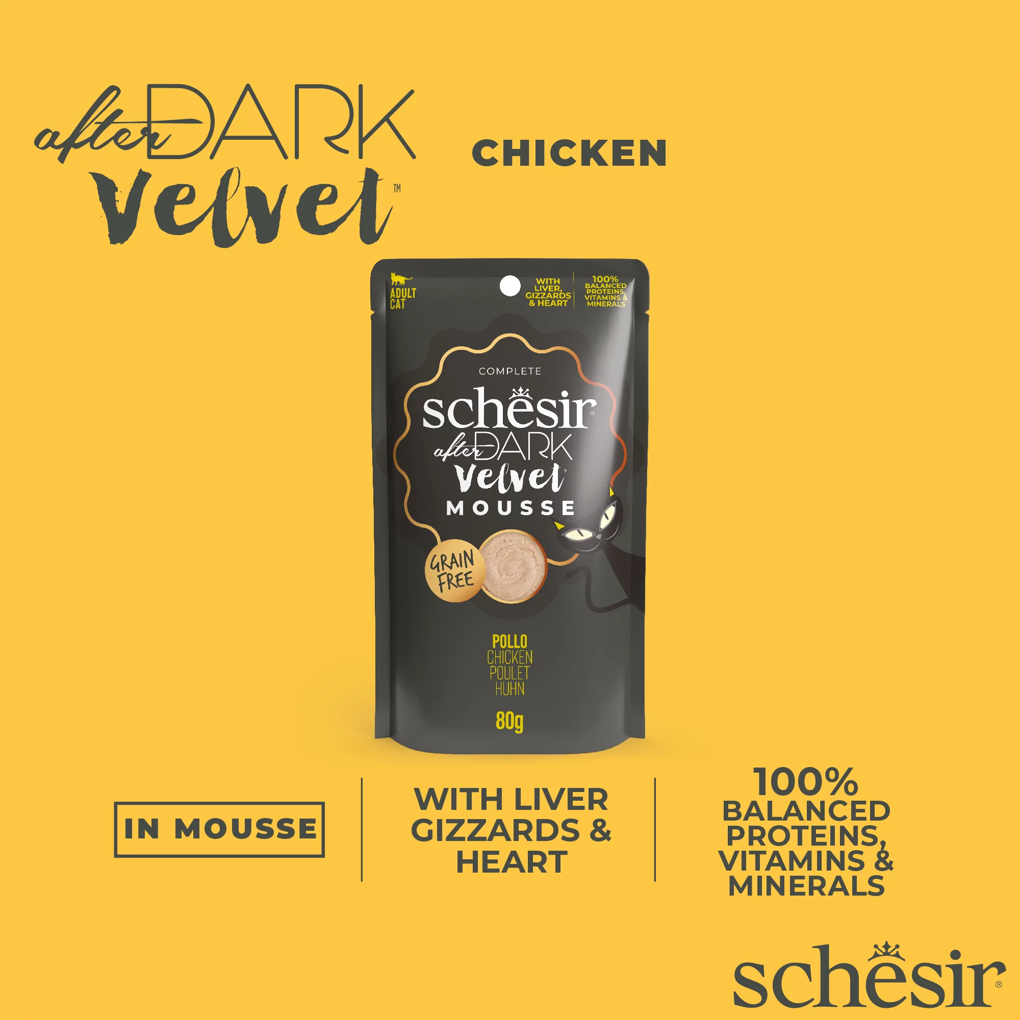 Schesir After Dark Velvet Mousse Chicken Wet Cat Food, 80g - Image 4