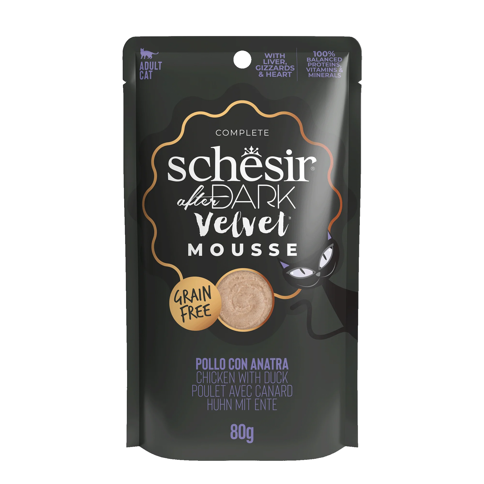 Schesir After Dark Velvet Mousse Chicken & Duck Wet Cat Food, 80g
