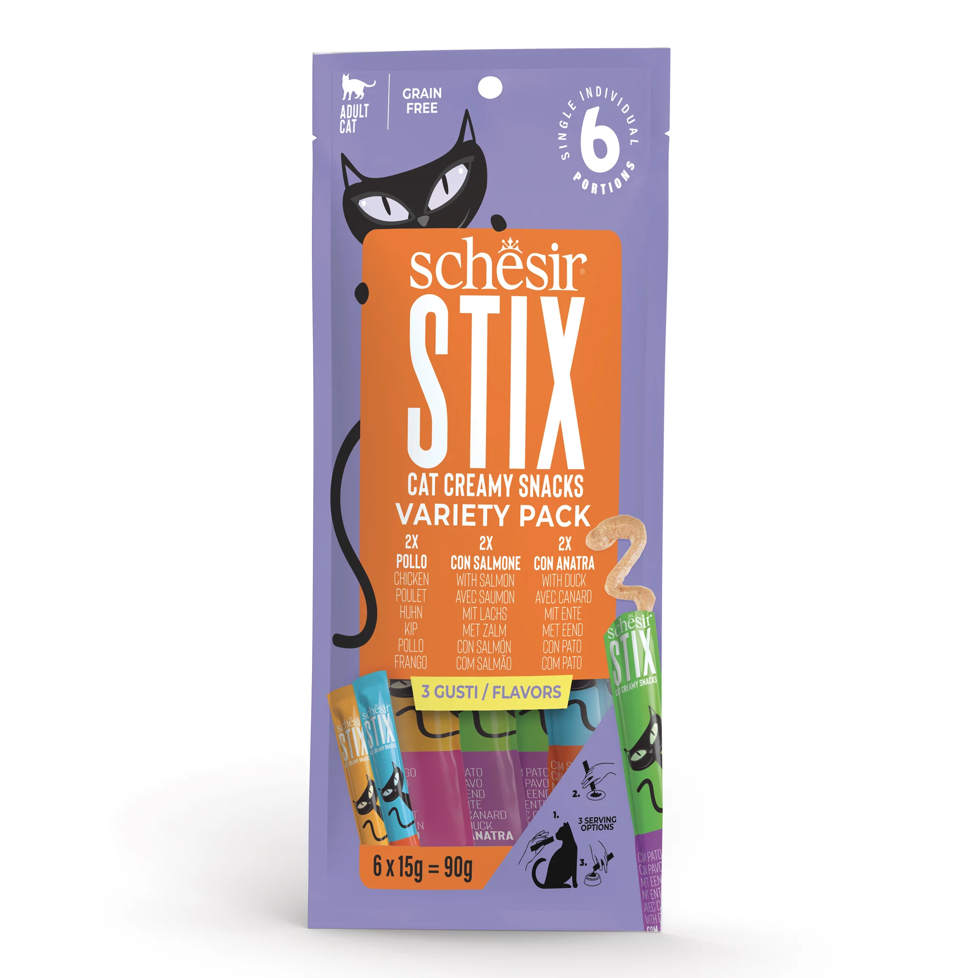 Schesir Stix! Variety Pack Cat Treat, 6 Pieces