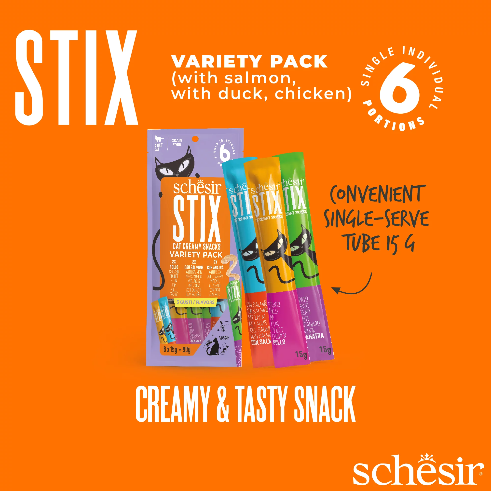 Schesir Stix! Variety Pack Cat Treat, 6 Pieces - Image 2