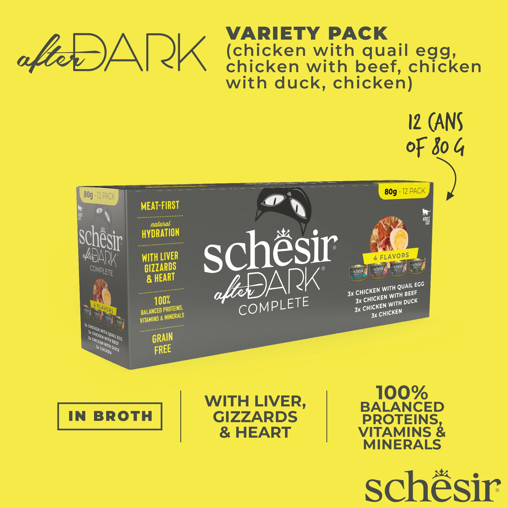 Schesir After Dark Variety Pack Wet Cat Food, Pack of 12 x 80g - Image 3