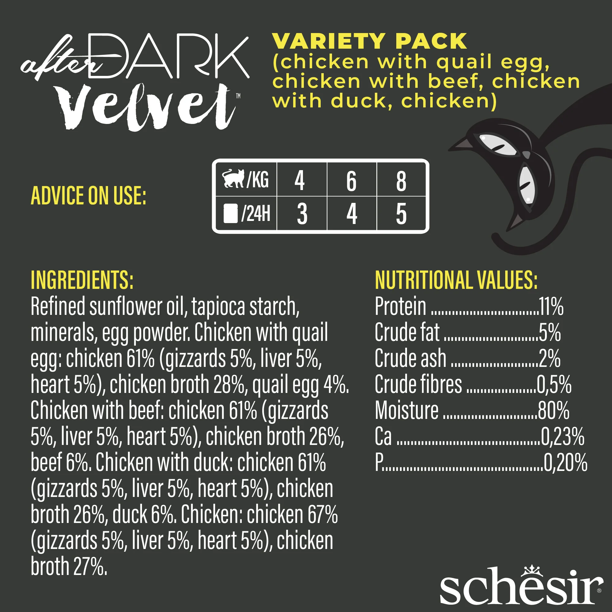 Schesir After Dark Velvet Mousse Variety Pack Wet Cat Food, Pack of 12 x 80g - Image 3