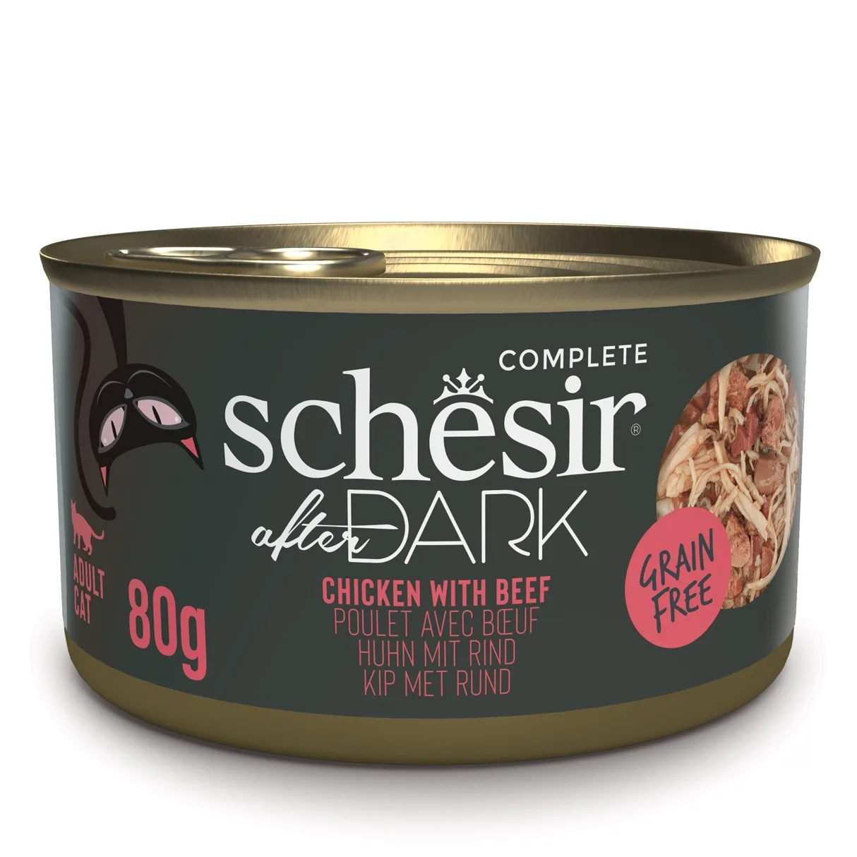 Schesir After Dark Chicken with Beef in Broth Wet Cat Food, 80g