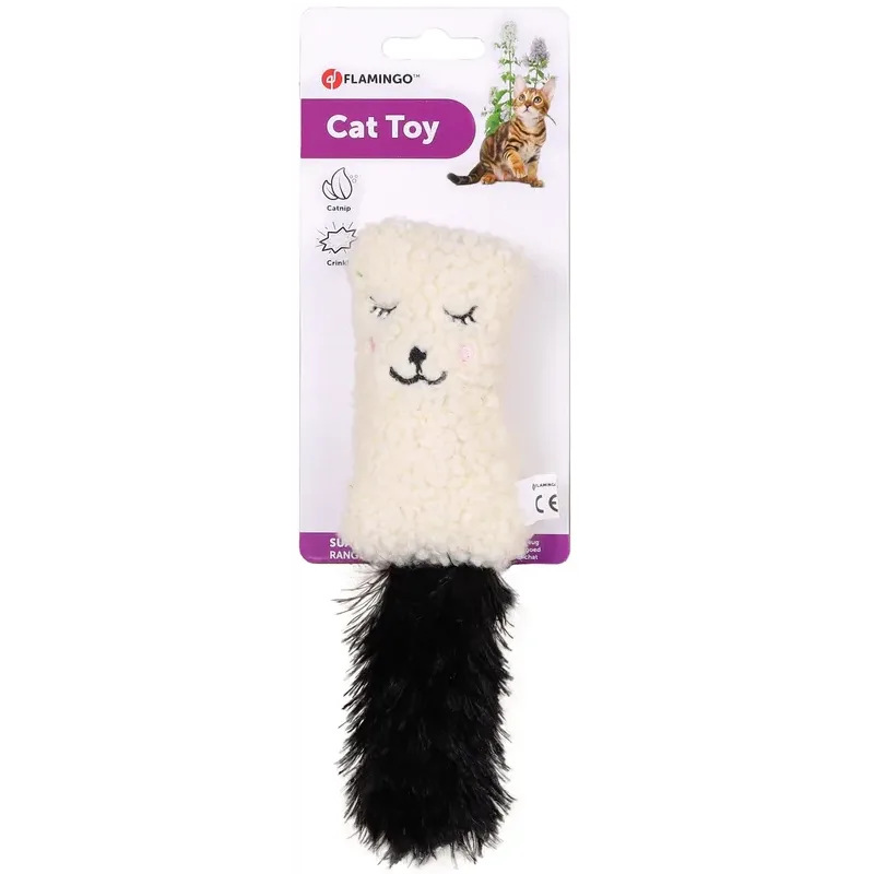 Flamingo Suava Cushion with Catnip Cat Toy, Cream - Image 2