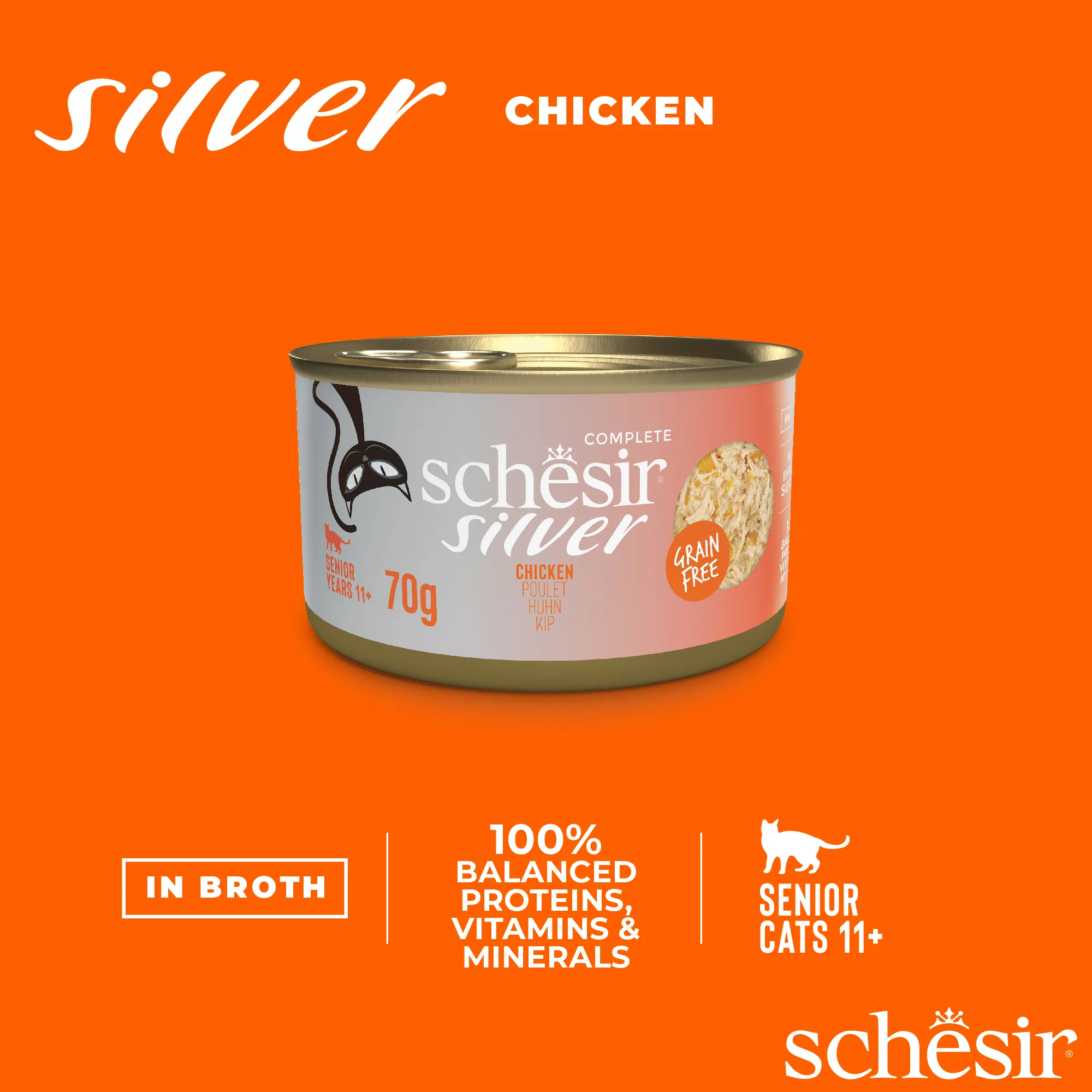 Schesir Silver Chicken For Senior Cats Wet Cat Food, 70g - Image 3
