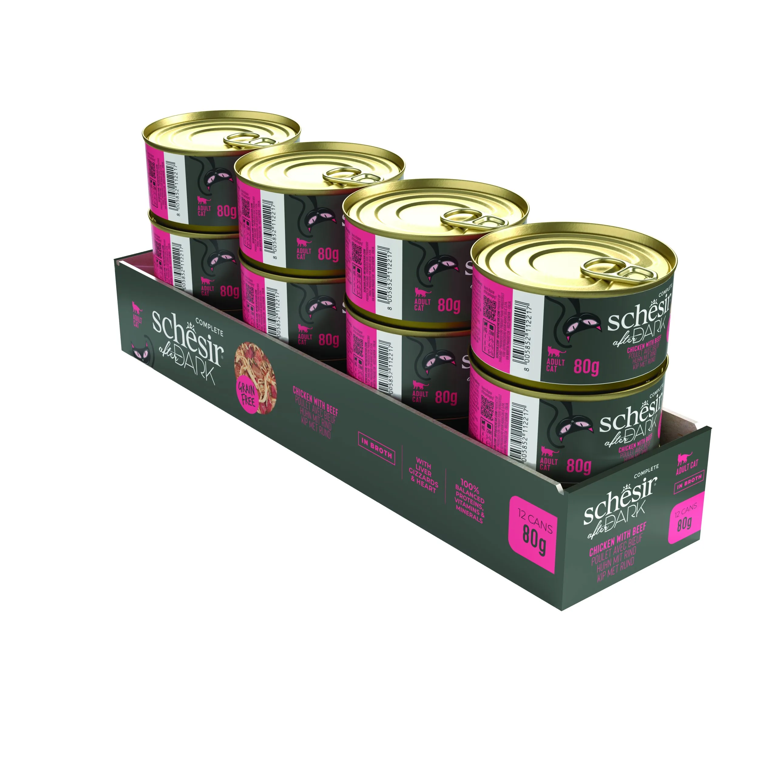 Schesir After Dark Chicken with Beef in Broth Wet Cat Food, 80g - Image 5