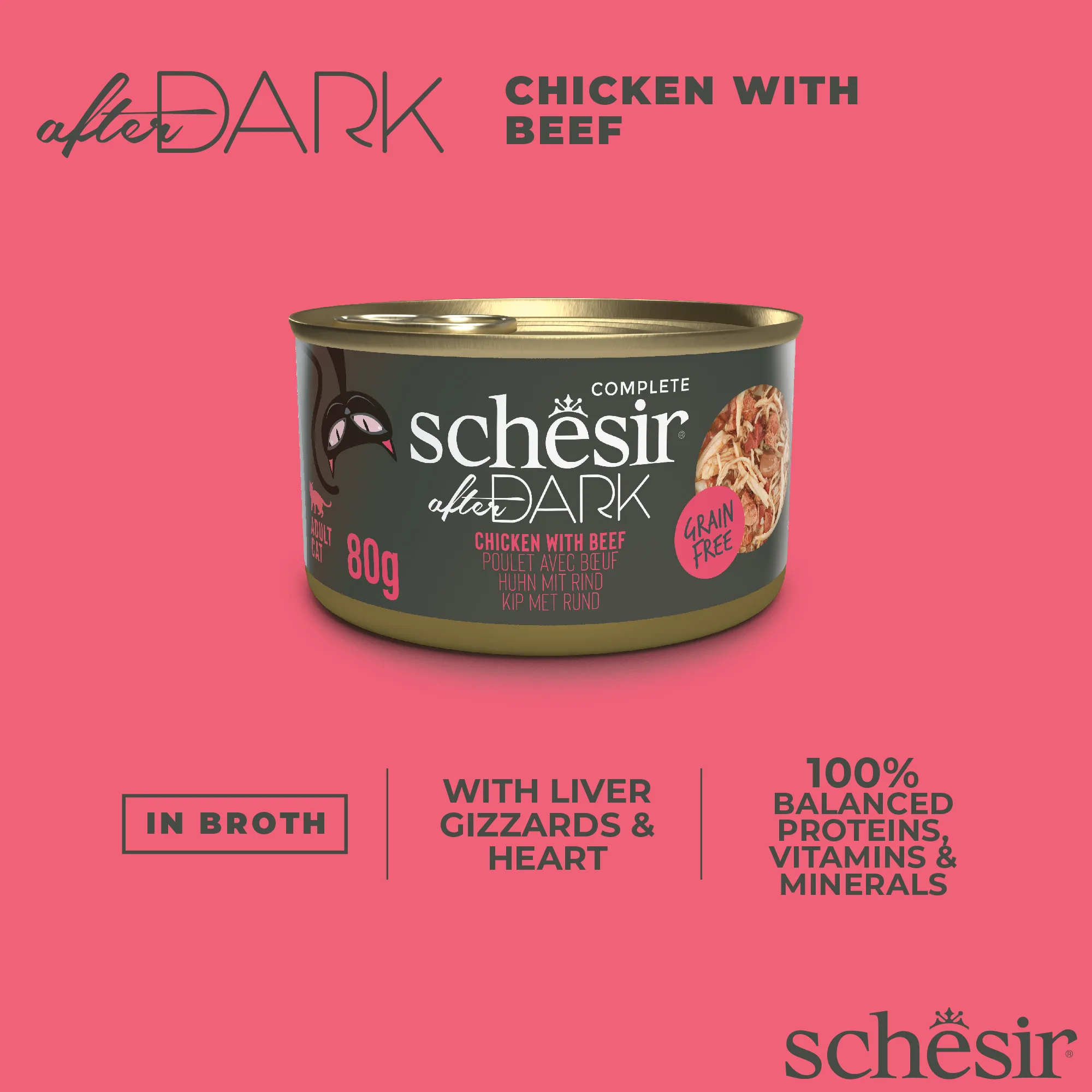Schesir After Dark Chicken with Beef in Broth Wet Cat Food, 80g - Image 4