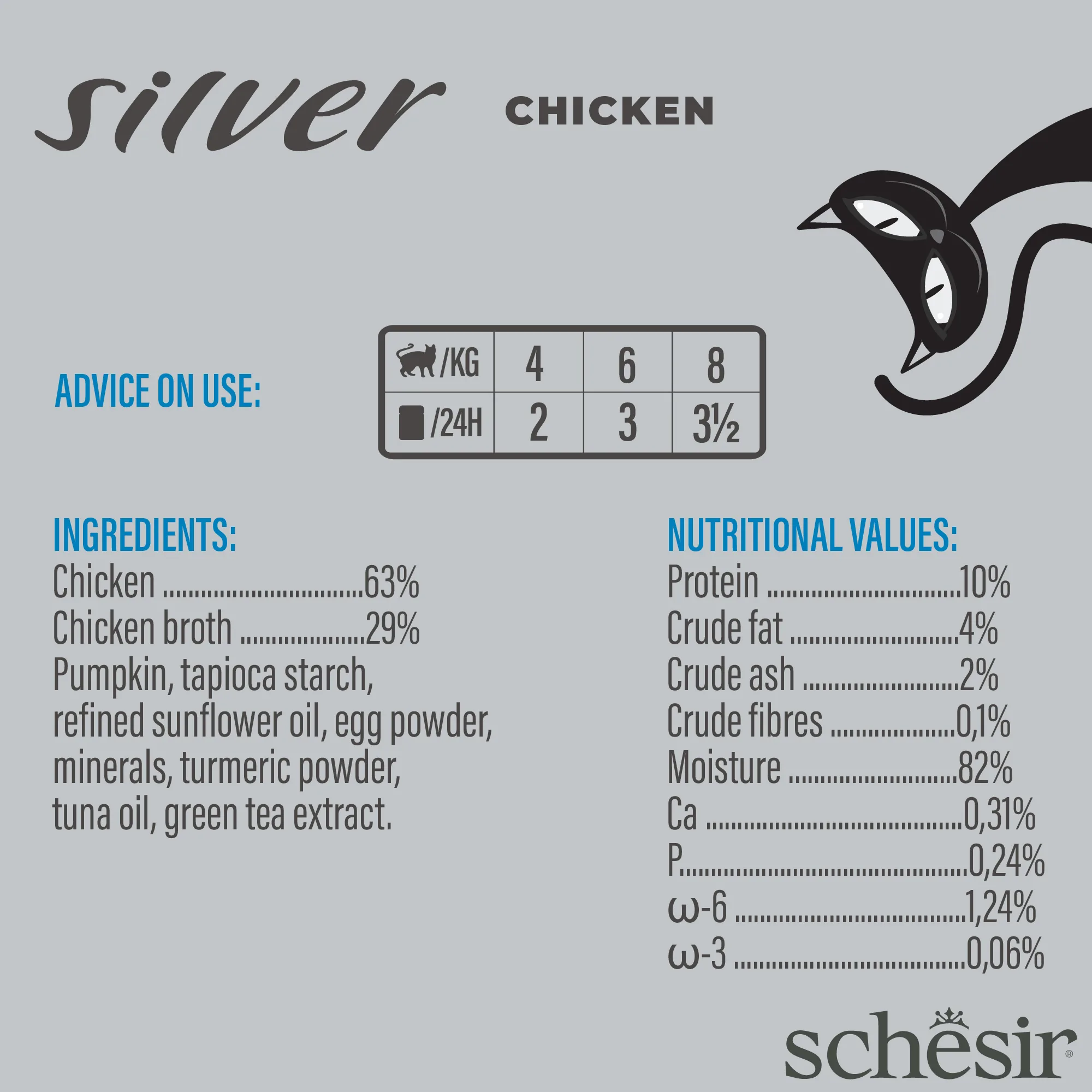 Schesir Silver Chicken Mousse For Senior Cats Wet Cat Food, 80g - Image 3