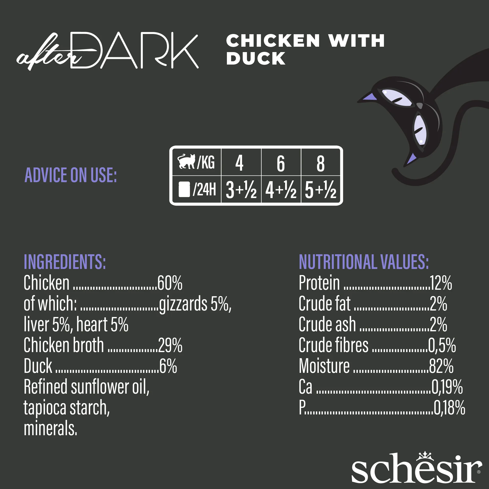 Schesir After Dark Chicken with Duck in Broth Wet Cat Food, 80g - Image 3