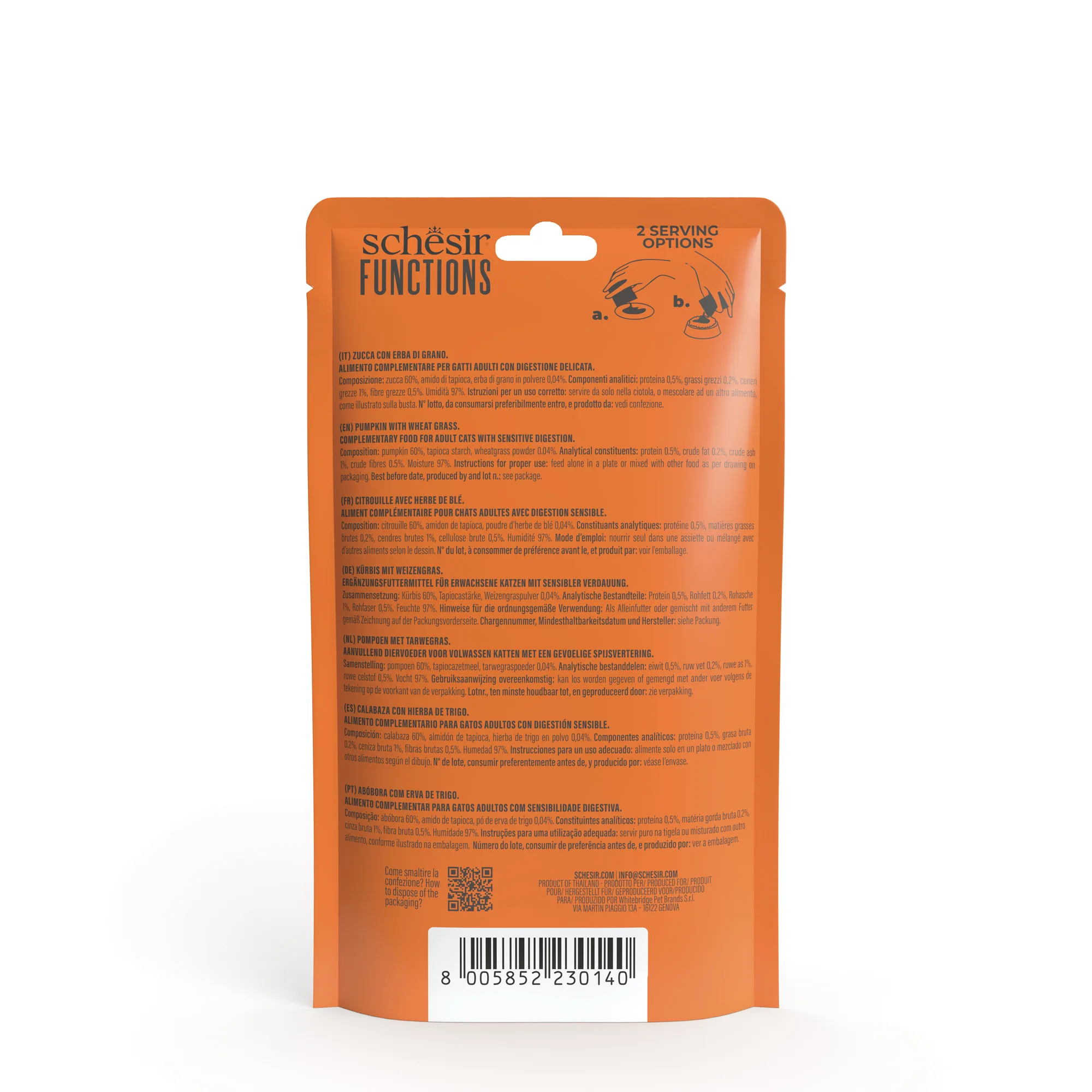 Schesir Functions Pumpkin with Wheat Grass Digestive Food Topper, 40g - Image 6