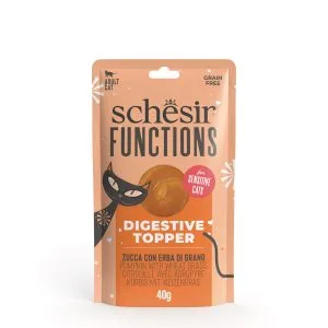 Schesir Functions Pumpkin with Wheat Grass Digestive Food Topper, 40g