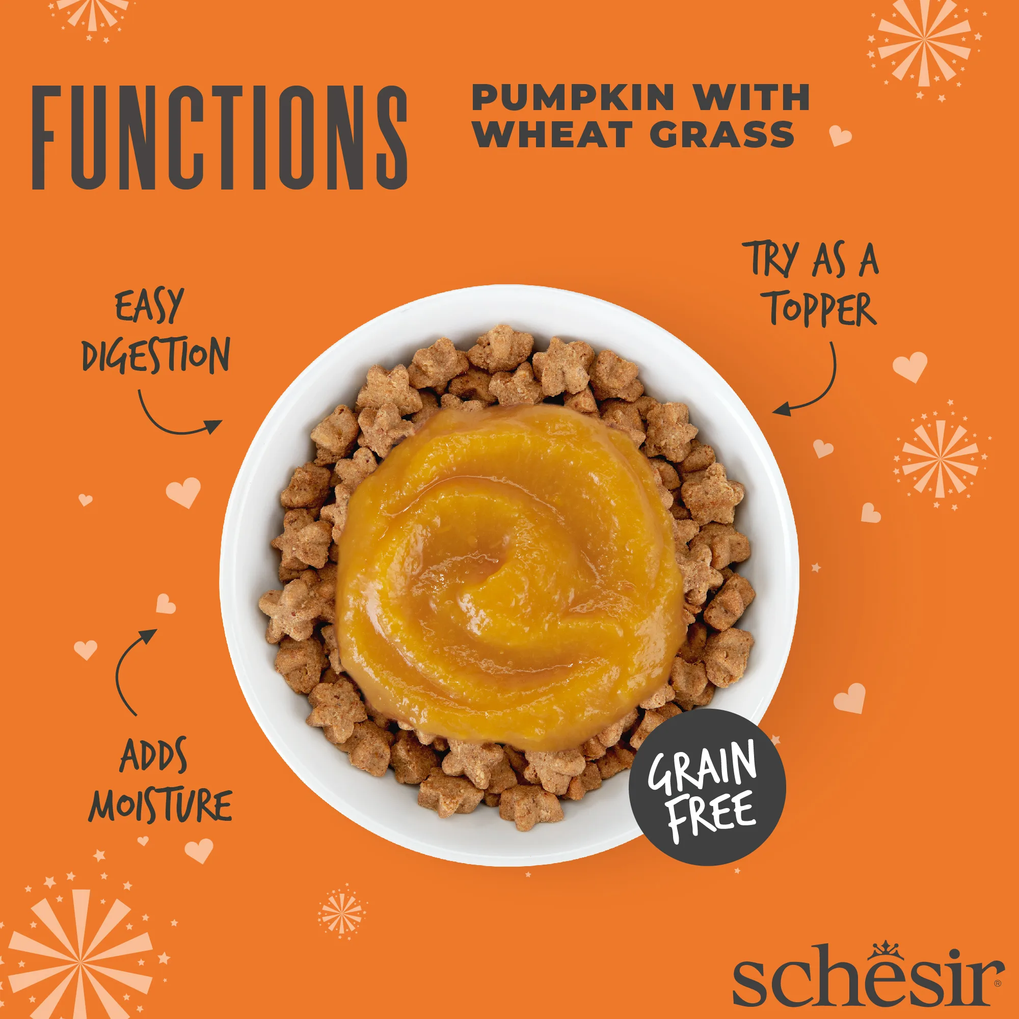 Schesir Functions Pumpkin with Wheat Grass Digestive Food Topper, 40g - Image 2