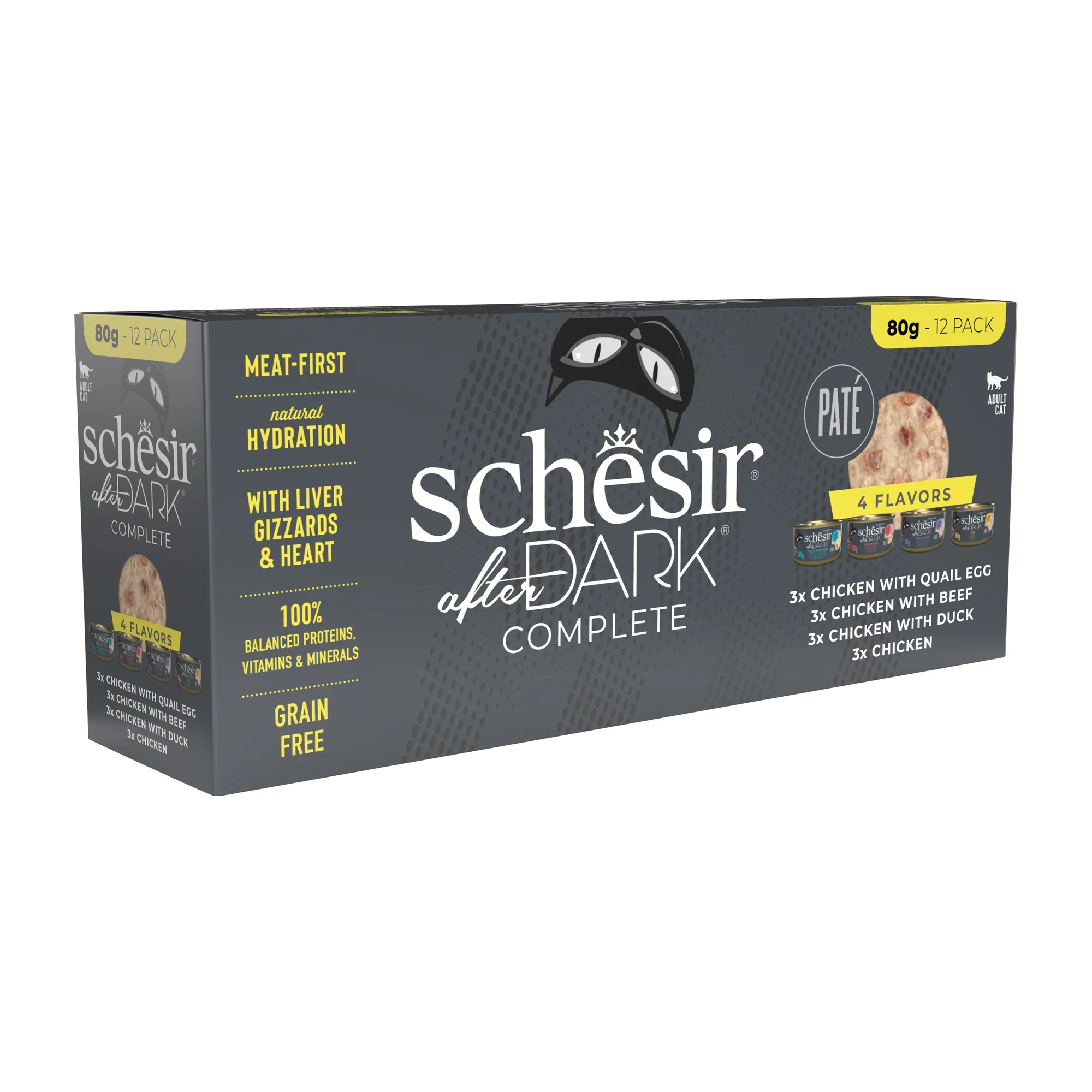 Schesir After Dark Pate Variety Pack Wet Cat Food, Pack of 12 x 80g