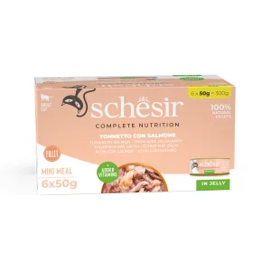 Schesir Complete Nutrition Tuna with Salmon in Jelly Wet Cat Food, 50g (Pack of 6)