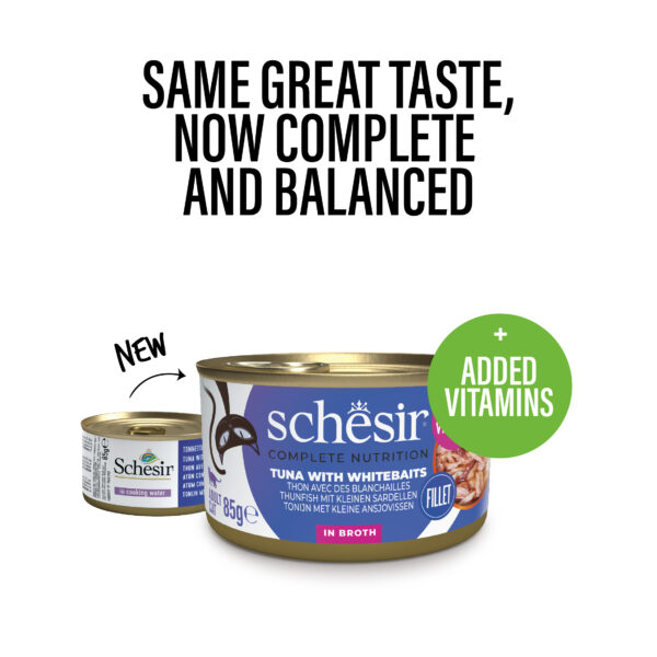 Schesir Tuna with Whitebait in Cooking Water Wet Cat Food, 85g - Image 3