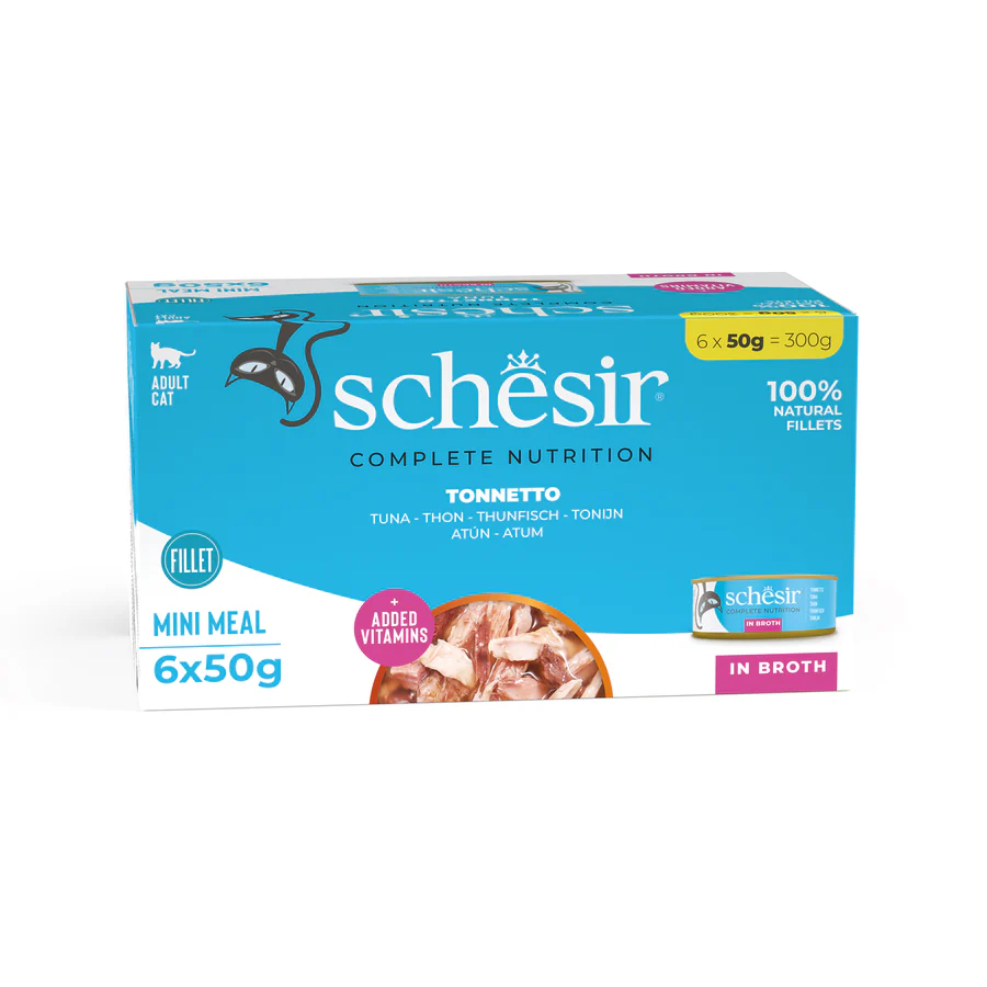 Schesir Mini Meals Complete Nutrition Tuna in Broth, Wet Cat Food, 50g (Pack of 6)