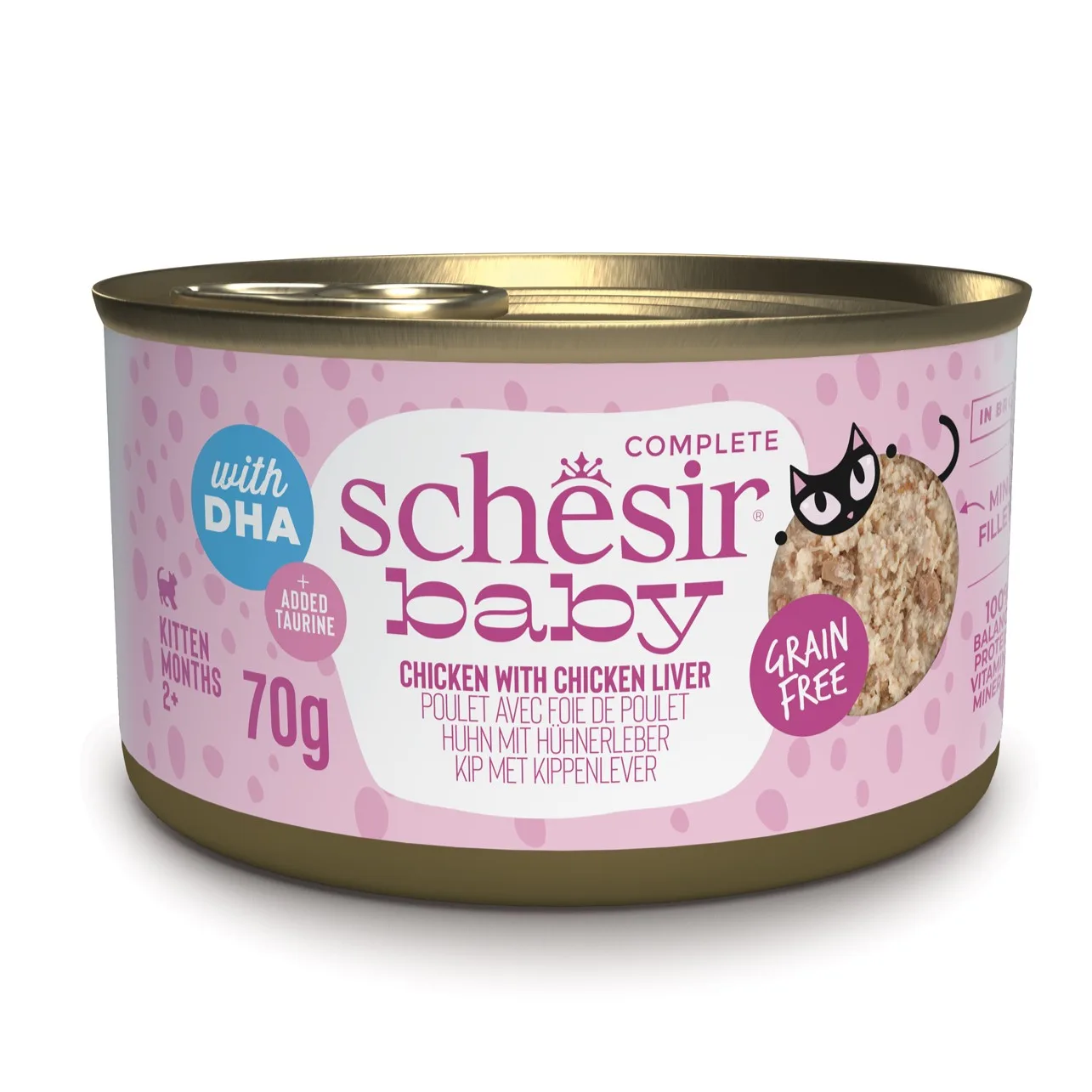 Schesir Baby Chicken with Chicken Liver in Broth 8+ Weeks Wet Kitten Food, 70g