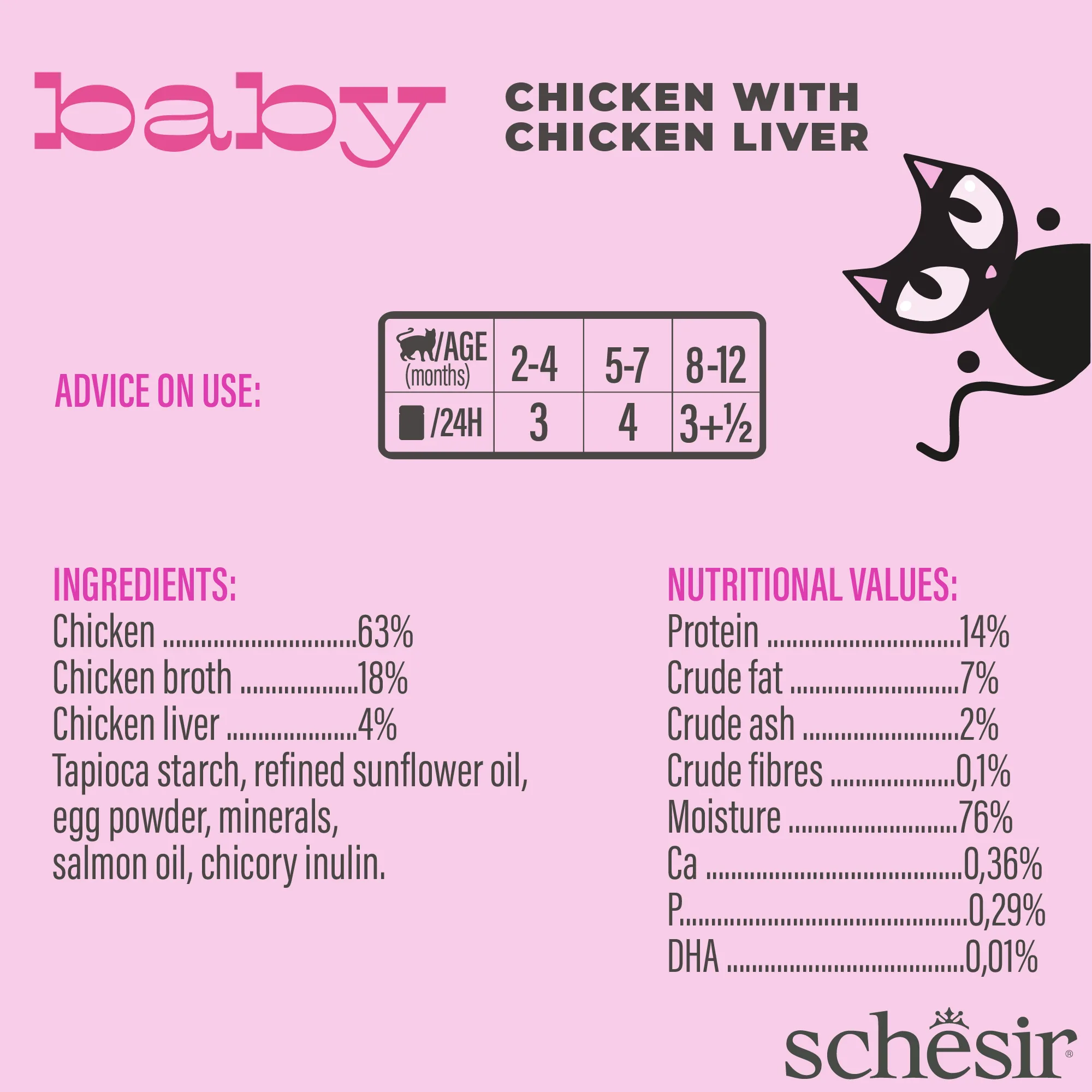 Schesir Baby Chicken with Chicken Liver in Broth 8+ Weeks Wet Kitten Food, 70g - Image 5