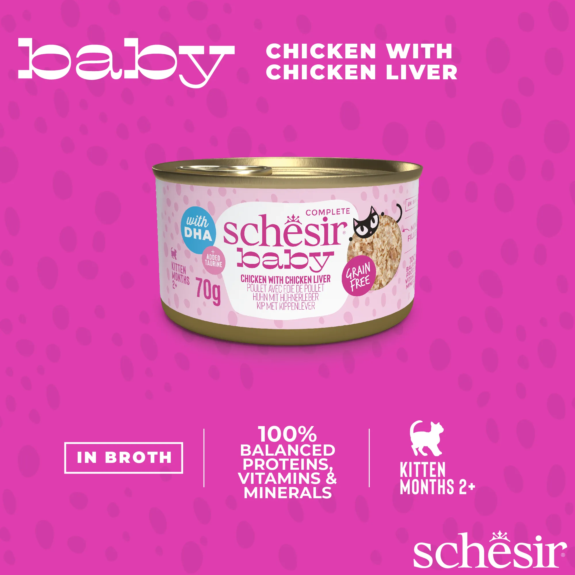 Schesir Baby Chicken with Chicken Liver in Broth 8+ Weeks Wet Kitten Food, 70g - Image 3