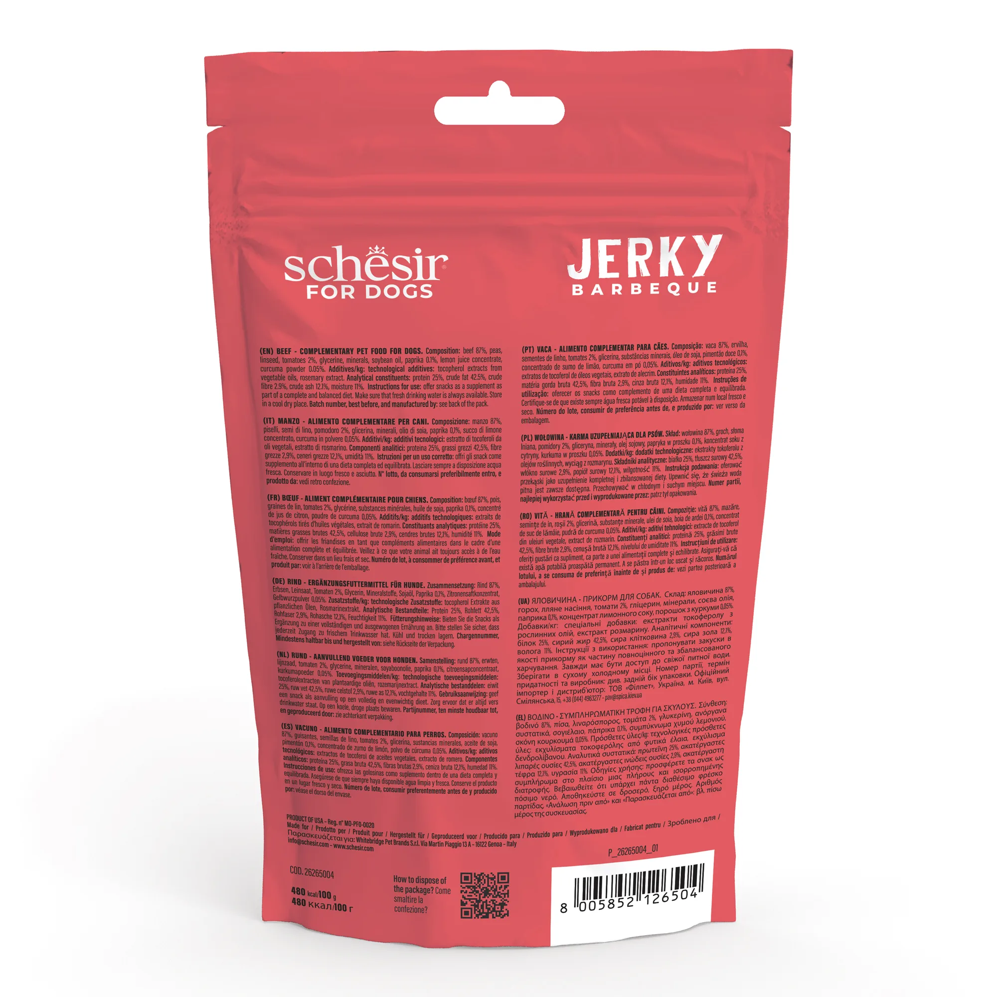 Schesir Snacks, Beef Jerky Barbecue Dog Treats, 145g - Image 5