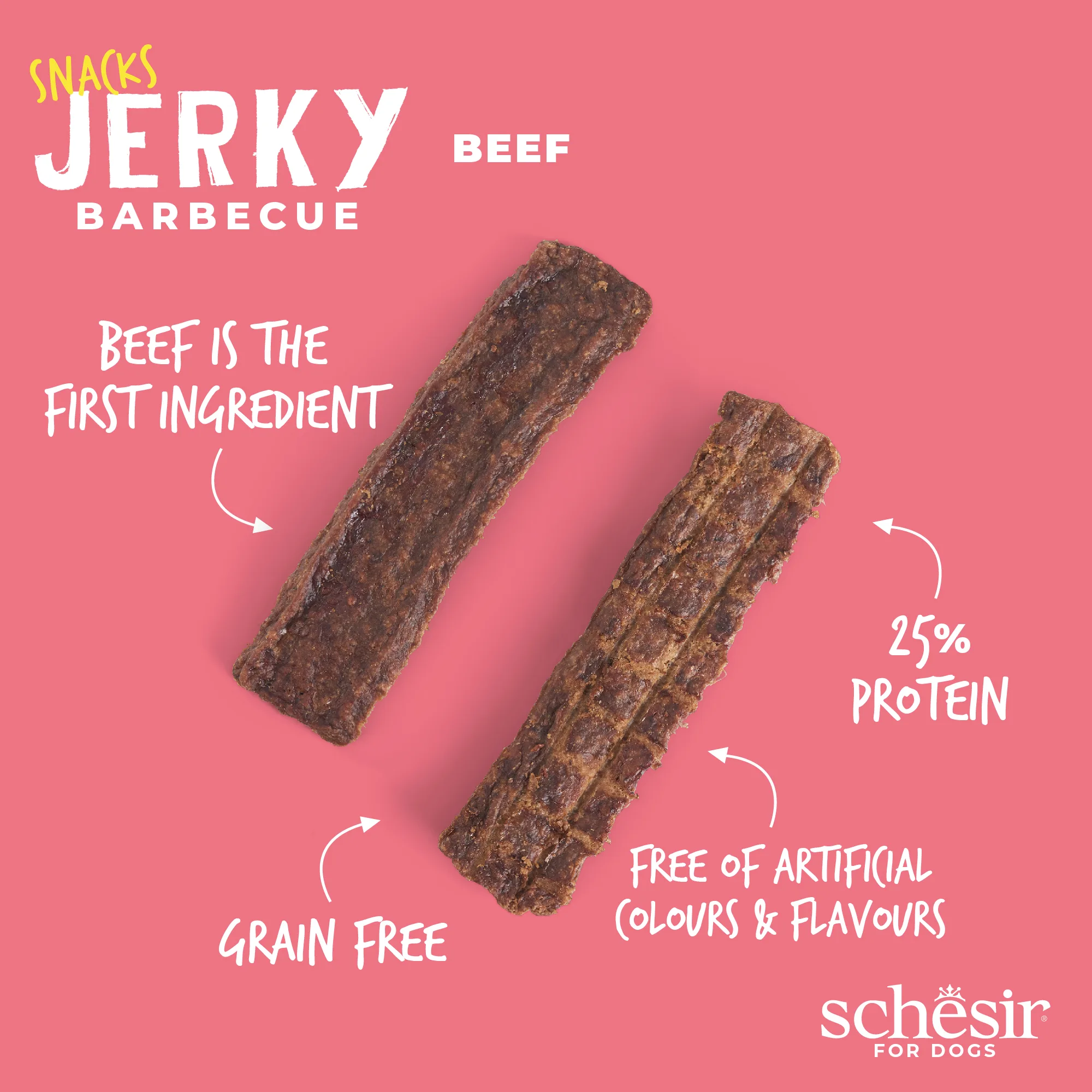 Schesir Snacks, Beef Jerky Barbecue Dog Treats, 145g - Image 2