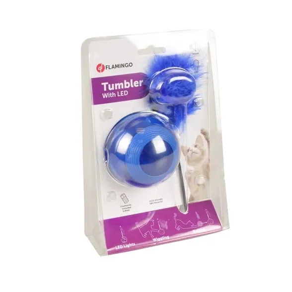 Flamingo Tumbler With LED Electronic Cat Toy, Blue - Image 2