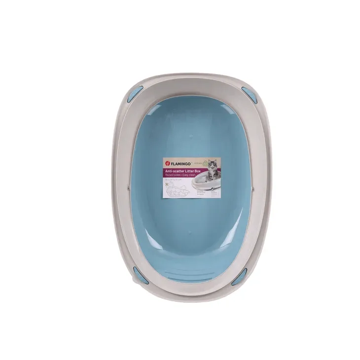 Flamingo Jota Cat Litter Box, Large (39.5 x 56.5 x 19.5cm) Blue - Image 2