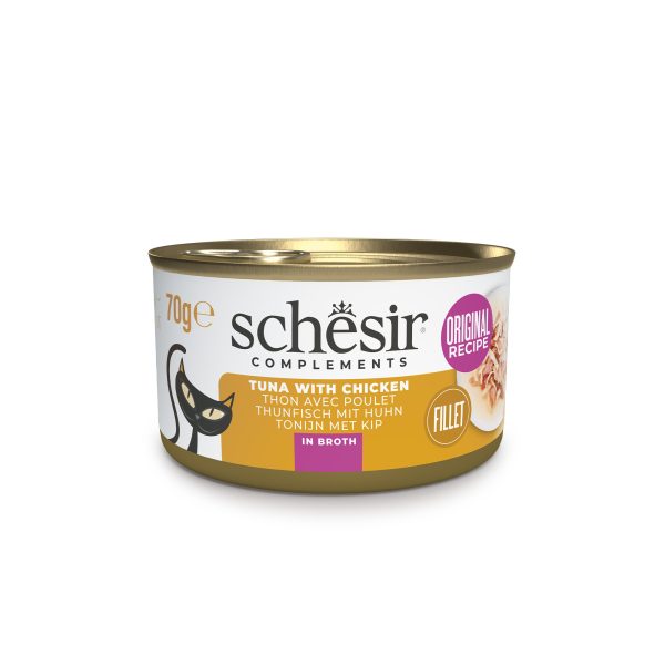 Schesir Tuna with Chicken in Broth Wet Cat Food, 70g