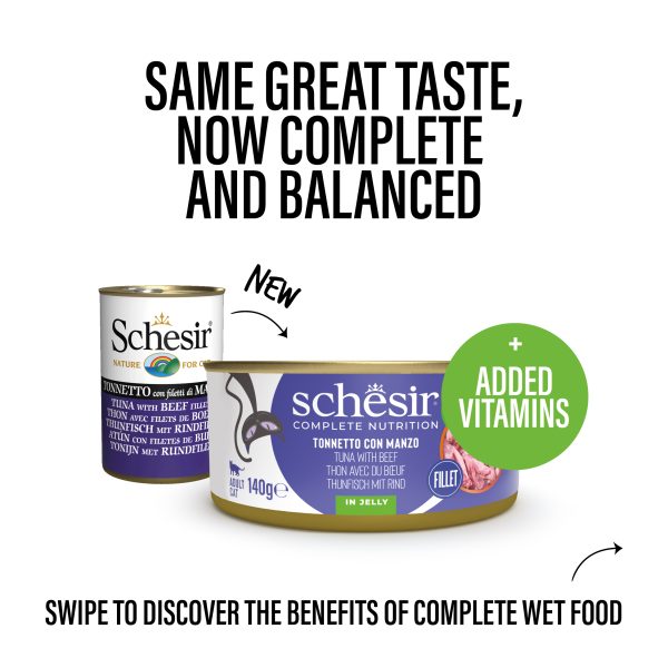 Schesir Complete Nutrition Tuna with Beef in Jelly Wet Cat Food, 140g - Image 3