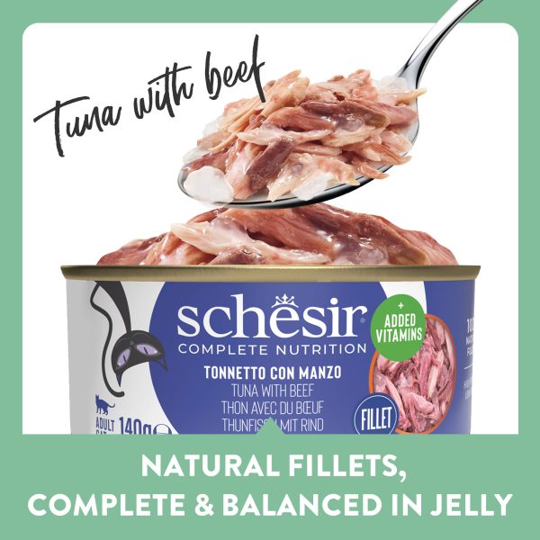 Schesir Complete Nutrition Tuna with Beef in Jelly Wet Cat Food, 140g - Image 4