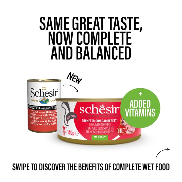 Schesir Complete Nutrition Tuna with Shrimps in Jelly Wet Cat Food, 140g - Image 3
