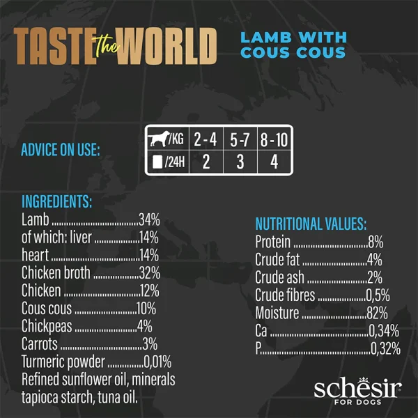 Schesir Taste the World Lamb with Cous cous Wet Dog Food, 150g - Image 3