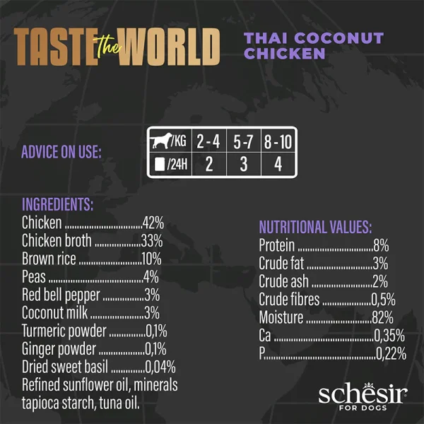 Schesir Taste the World Thai Coconut Chicken Wet Dog Food, 150g - Image 4